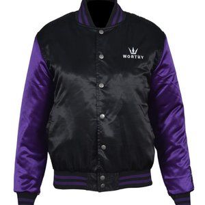 WOMEN'S WORTHY VARSITY BOMBER - PURPLE